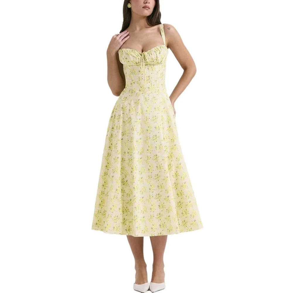 Floral Print Suspender Dress