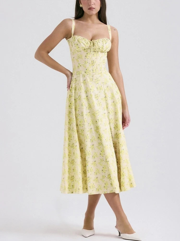 Floral Print Suspender Dress