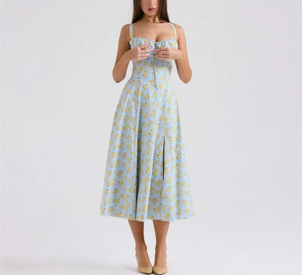 Floral Print Suspender Dress
