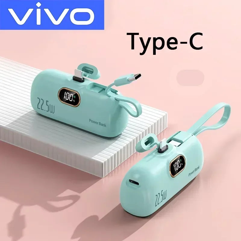 Green Type-c Color 50000mAh Mini Power Bank Portable Fast Charging