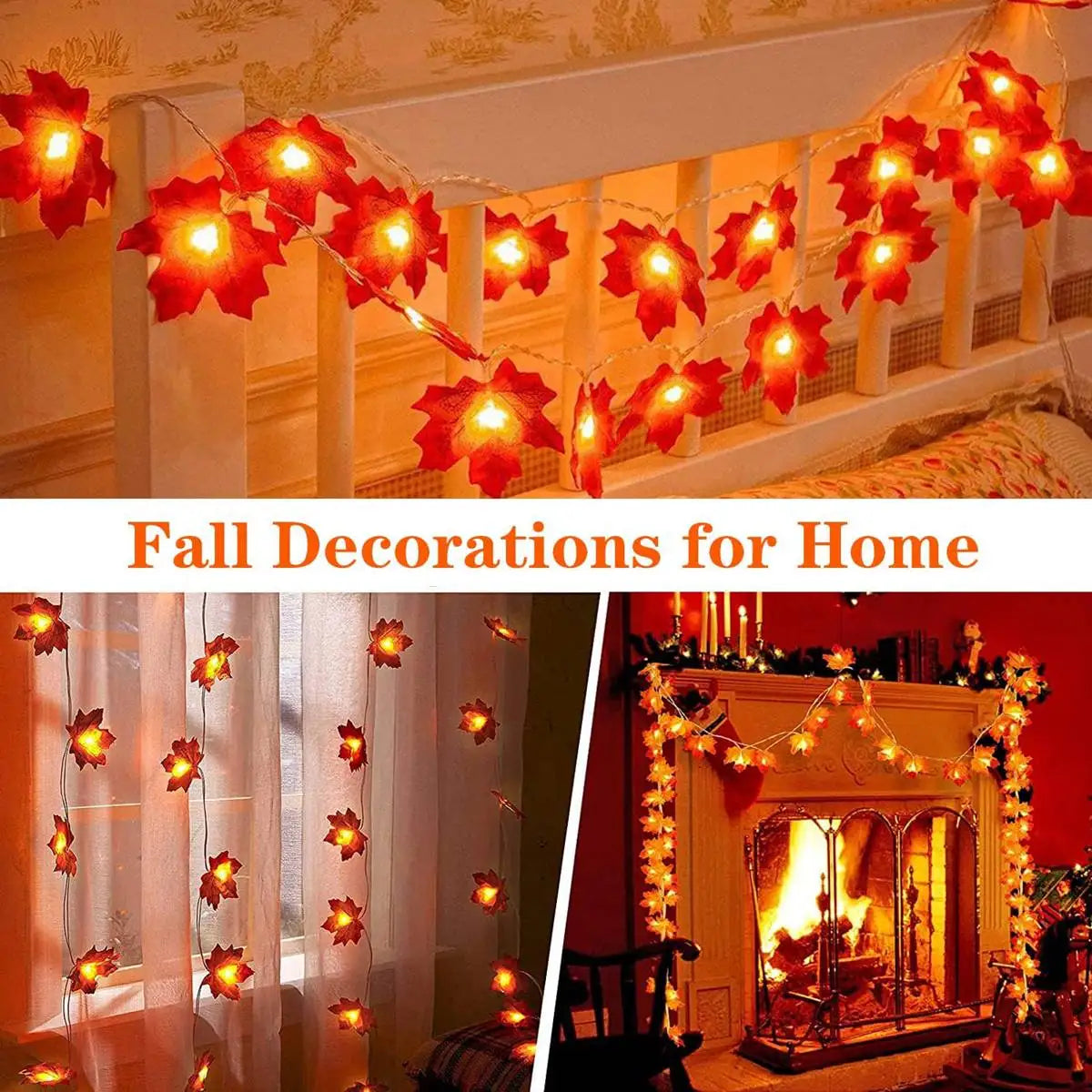 LED Maple Leaf Fairy String Lights Battery Powered
