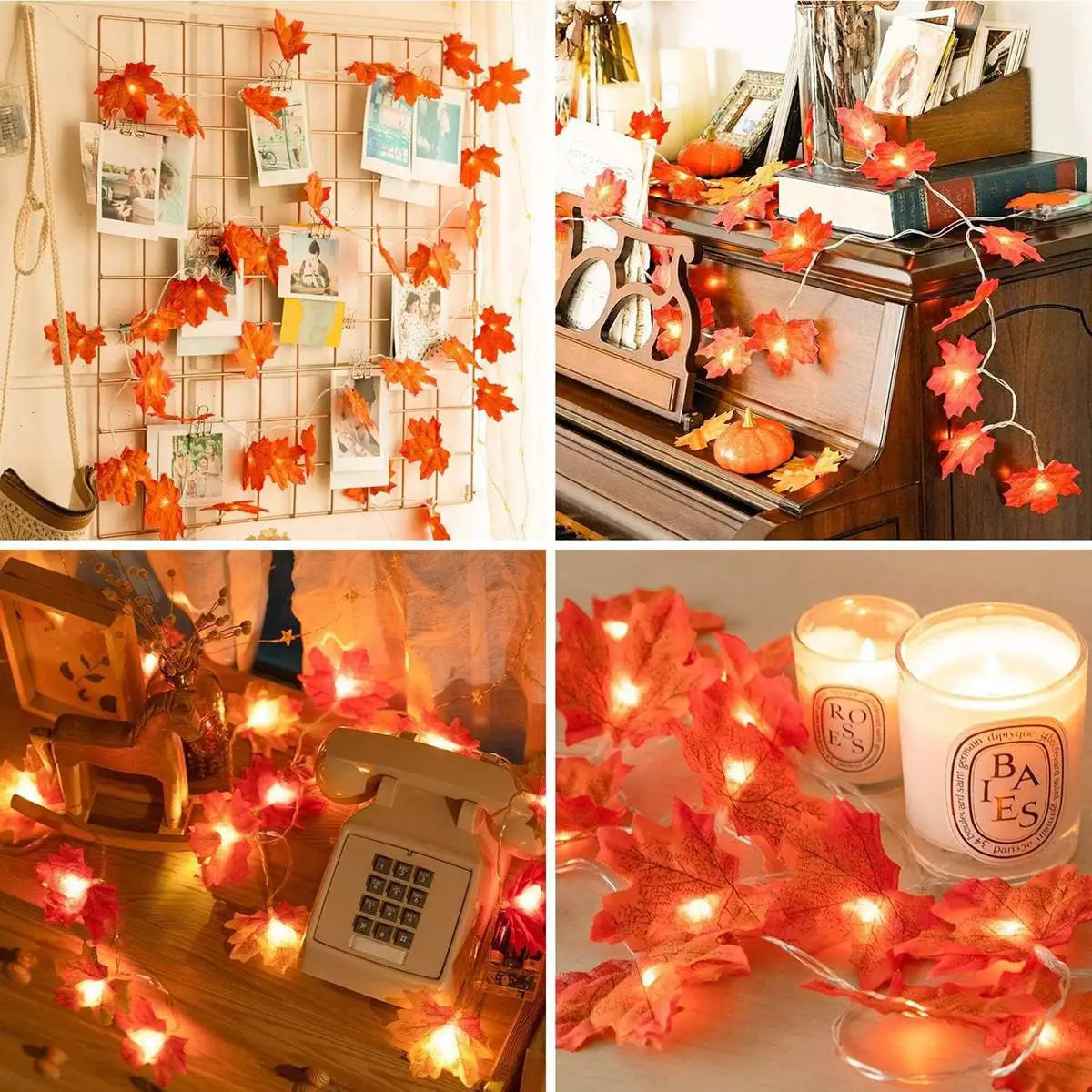 LED Maple Leaf Fairy String Lights Battery Powered
