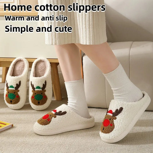 AnviStyle™ New Christmas Elk Cotton Slippers For Womens & Kids