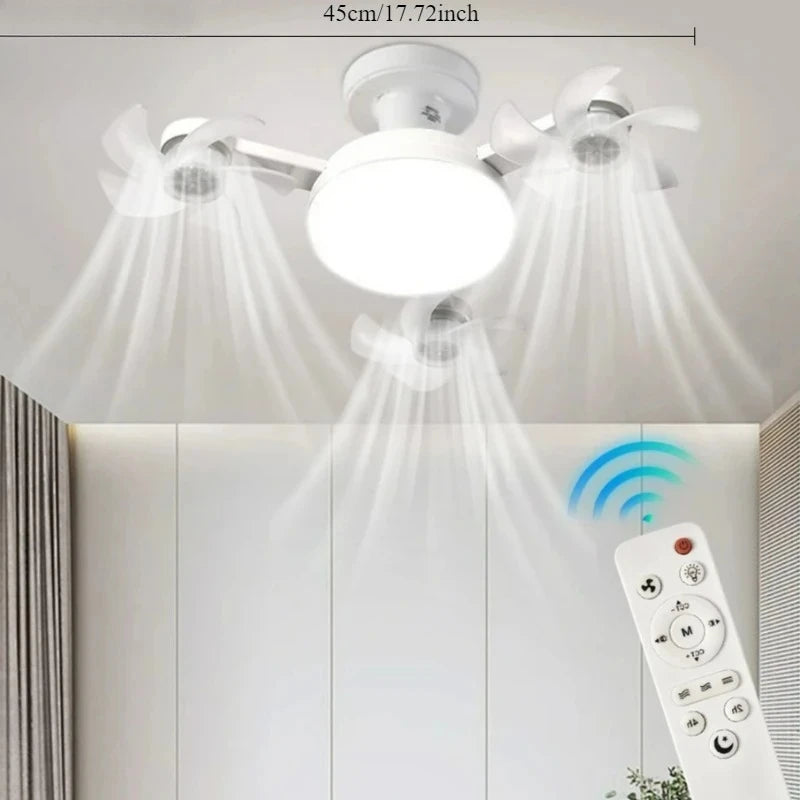 Modern E27 Ceiling Fan Light – Remote & 3-Color Dimming