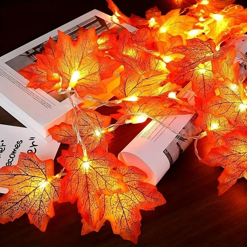 LED Maple Leaf Fairy String Lights Battery Powered