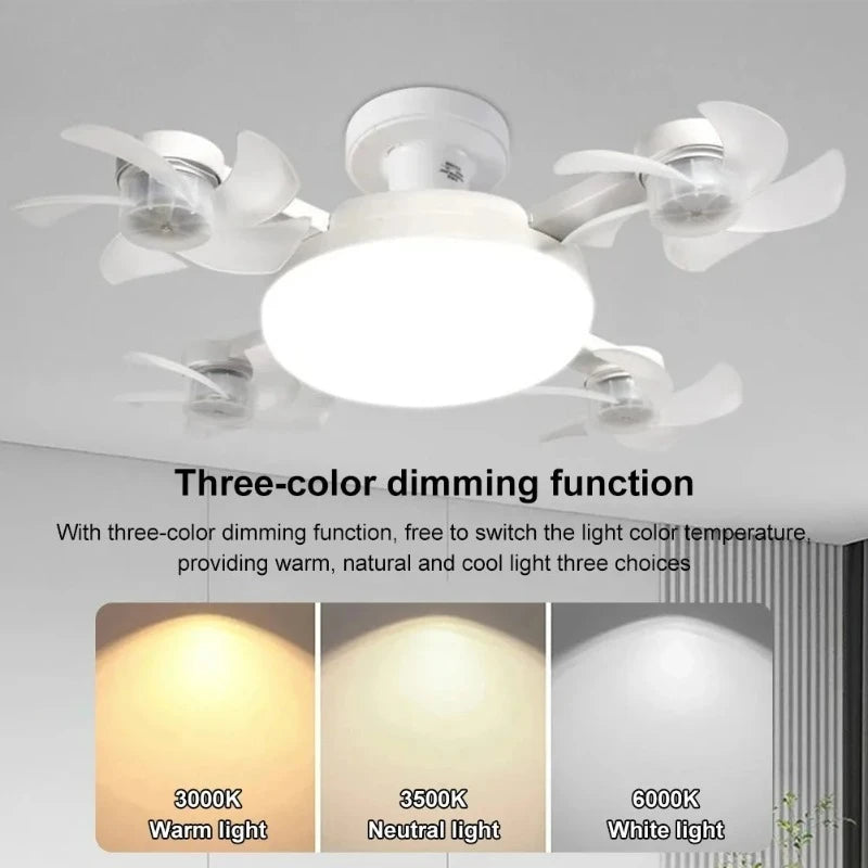 Modern E27 Ceiling Fan Light – Remote & 3-Color Dimming