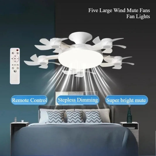 Modern E27 Ceiling Fan Light – Remote & 3-Color Dimming