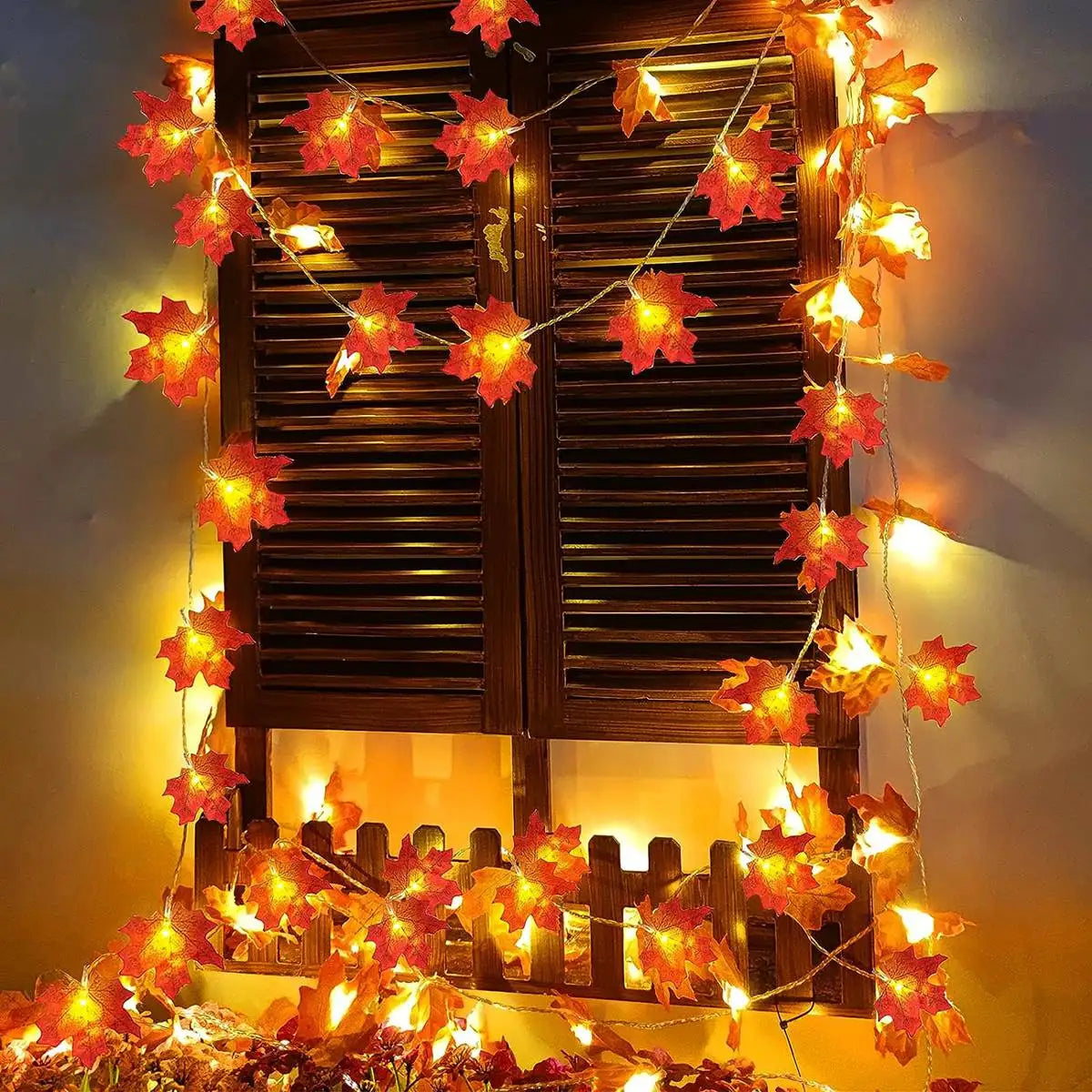 LED Maple Leaf Fairy String Lights Battery Powered
